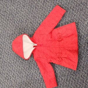 Red embroidered daisy fleece lined winter coat / jacket
